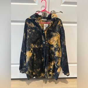 12th Tribe Tie-Dye Corduroy Shacket - Black & Burnt Orange